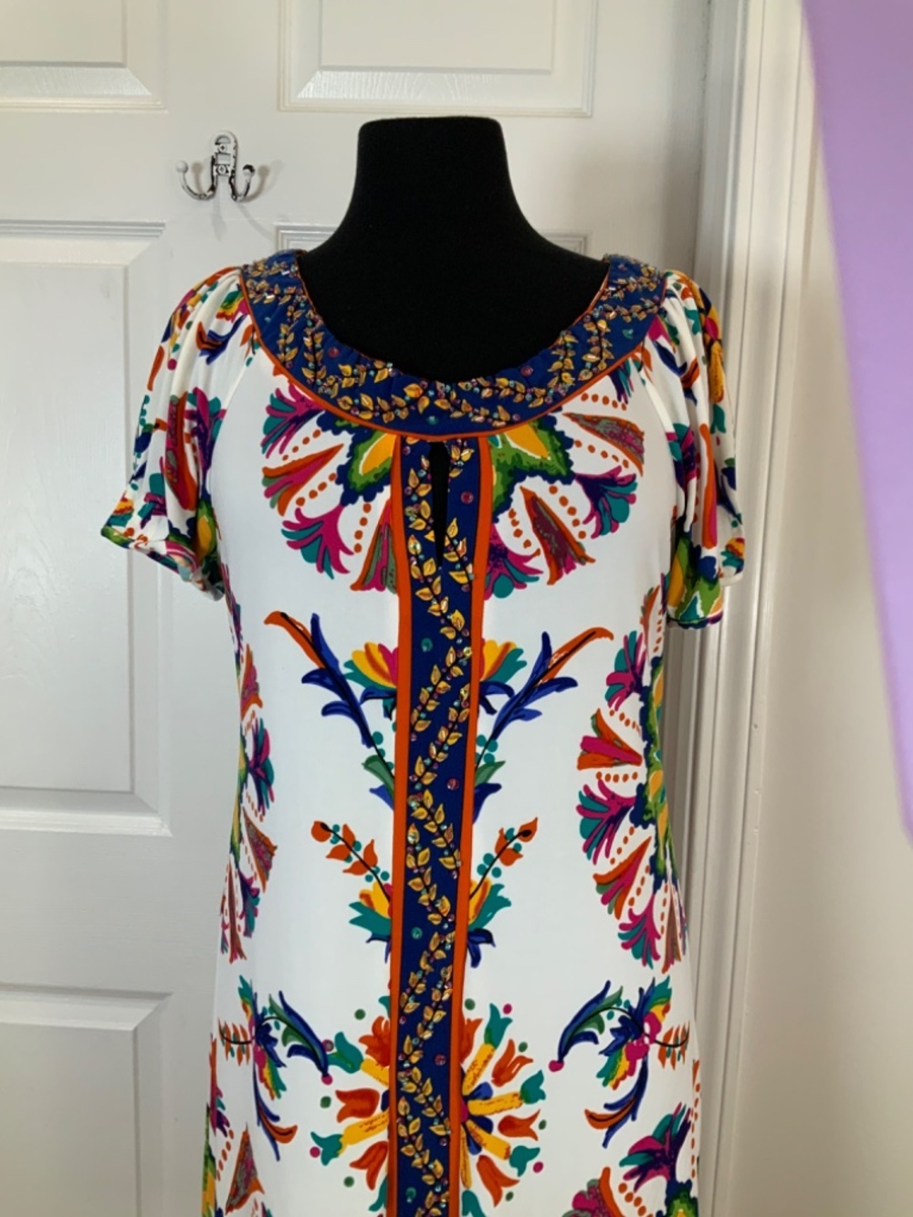 Anthropologie Eci Folk Multicolor Beaded Resort Folkloric Boho Midi Dress 10 - Picture 2 of 10
